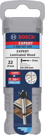 Broca para corte de dobradiças de madeira laminada Bosch EXPERT 22×60×90 mm.